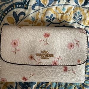 Coach pink floral with cream background wallet